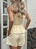 Women sexy strapless solid color flounced shorts 2 pieces sets LDG-K2529087
