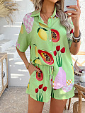Pomixia Vacation Style contrasting color printed shorts Set LDG-D2529013