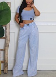 Sexy U-Neck Short Top And Wide-Leg Pants Two-Piece Set YF-10826