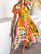 Casual Bohemian vacation high-waisted geometric color-blocking long dress LDG-D2523050