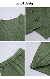Casual solid color button cardigan vest and shorts set LDG-D2529018