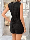 Casual solid color button cardigan vest and shorts set LDG-D2529018