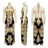 Women's printed sexy backless sleeveless jumpsuit YF-20180