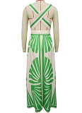 Women'S Sexy Deep V Sleeveless Printed Dress YF-20167