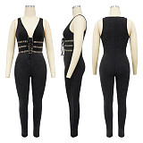 Women's wash tight sleeveless threaded jumpsuit YF-10829