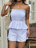 Women sexy strapless solid color flounced shorts 2 pieces sets LDG-K2529087