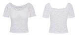 Sexy cut-out slimming one-shoulder lace crop top LDG-K2512071