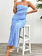 2025 Summer Sexy body-hugging solid color strapless flounced long dress LDG-D2413072