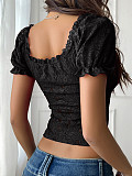 Sexy cut-out slimming one-shoulder lace crop top LDG-K2512071
