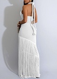 Summer Tassel Stitching Tube Top Lace-Up Dress Wholesale YF-20156