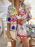 Pomixia Vacation Style contrasting color printed shorts Set LDG-D2529013