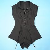 Fashionable women's solid color drawstring sexy romper short skirt YF-20186