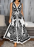 Women'S Sexy Deep V Sleeveless Printed Dress YF-20167