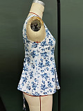 Summer 2025 Women's Floral printed lace-up straps Tops YDX-1116