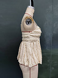2025 Summer sexy vest with pleated solid color top YDX-1162