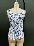 Summer 2025 Women's Floral printed lace-up straps Tops YDX-1116