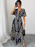 Summer 2025 Women's twill short-sleeved cinched waistline Dress YDX-1099