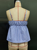 2025 Summer Sexy Spice Girl Spaghetti-strap Striped Small Tie Mini Vest YDX-1120