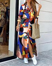 Fashion printed women long sleeves plus size long blouse dress XYMY-405
