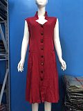 Women V-neck single-breasted buttoned pocket plus-size dress XYMY-01