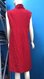 Women V-neck single-breasted buttoned pocket plus-size dress XYMY-01