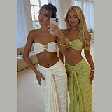 Sexy strapless top slim package hips long skirt two-piece set SXE-K25S68903