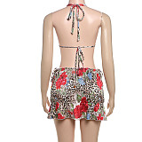 Sexy printed strappy bikini skirt seaside three-piece set SXE-K25S71730