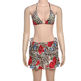 Sexy printed strappy bikini skirt seaside three-piece set SXE-K25S71730