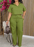 Women Short Sleeves Blouse And Long Pants Casual OL Sets AIL-269