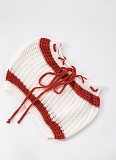 Women'S Knitted Drawstring Tube Top Contrast Striped Shorts Two-Piece Set RS-D25ST195