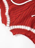 Women'S Knitted Drawstring Tube Top Contrast Striped Shorts Two-Piece Set RS-D25ST195