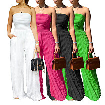 Sexy strapless off shoulder high-waist wide-leg jumpsuits AIL-312