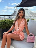 Hot sexy backless halter crop top and package hips mini skirt sets RS-502
