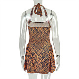 Sexy women halter backless prints A-line short dress JSD-302910