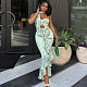 Elegant print ladies straps hollow-out flounced bodycon maxi dresses JSD-302961