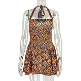 Sexy women halter backless prints A-line short dress JSD-302910