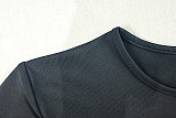 Black round neck tops patchwork fashion print long dresses JSD-302982
