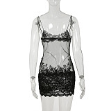 Sexy See-Through Holiday Style Mesh Lace Sling Dress WKD-27550