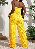 Sexy Tube Top Mesh Wavy Ruffle Loose Wide-leg Jumpsuit RS-024