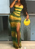 Sexy Hot Girl Lace-up Backless High Slit Long Dress DLS-48208