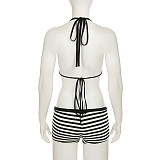 Halter Neck Tie Triangle Bra Low Waist Shorts Swimsuit Bikini Set RS-32686