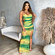 Sexy Hot Girl Lace-up Backless High Slit Long Dress DLS-48208
