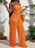 Sexy Tube Top Mesh Wavy Ruffle Loose Wide-leg Jumpsuit RS-024