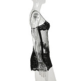 Sexy See-Through Holiday Style Mesh Lace Sling Dress WKD-27550