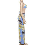 Sexy Backless Halter Neck Dress With Beaded Necklace RS-61483