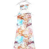 Sexy Backless Halter Neck Dress With Beaded Necklace RS-61483