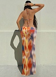 Sexy Backless Halter Neck Dress With Beaded Necklace RS-61483