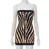 Sexy Zebra Print Tube Top Backless Slim Fit A-line Mini Dress RS-C25DS089