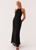 Sexy Open Back Pleated Fabric Breathable Lace Dress RS-51618
