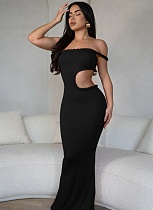 Sexy One-shoulder Hollow Waist Slim Hip Dress RS-5418869
